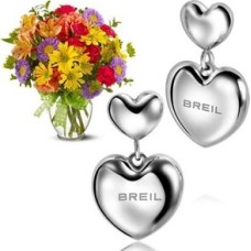 Breil Love Around Earrings Steel Heart + Flowers (Curated)